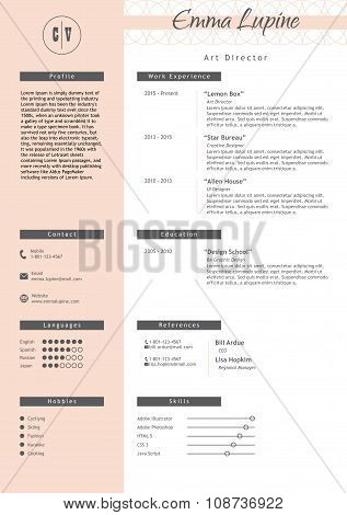 Vestor creative resume template. Minimalist style. CV infographic elements.