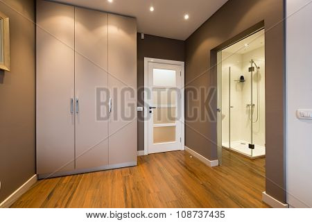 Modern Anteroom Interior With A View To A Bathroom