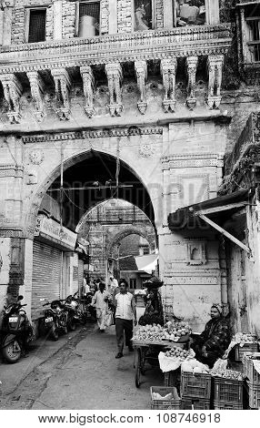 Bustling Street In India