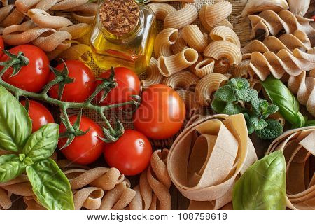 Whole Wheat Pasta, Vegetables,  Herbs And Olive Oil