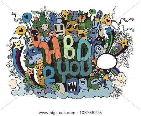 Birthday Party Hand Drawn Doodles Elements Background