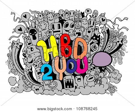 Birthday Party Hand Drawn Doodles Elements Background