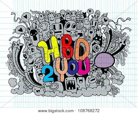 Birthday Party Hand Drawn Doodles Elements Background