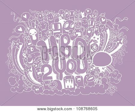 Birthday Party Hand Drawn Doodles Elements Background