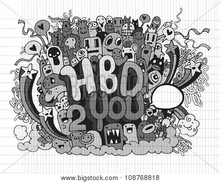 Birthday Party Hand Drawn Doodles Elements Background