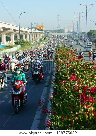 Crowded, Vietnam, Asia ctiy, vehicle, exhaust fumes,