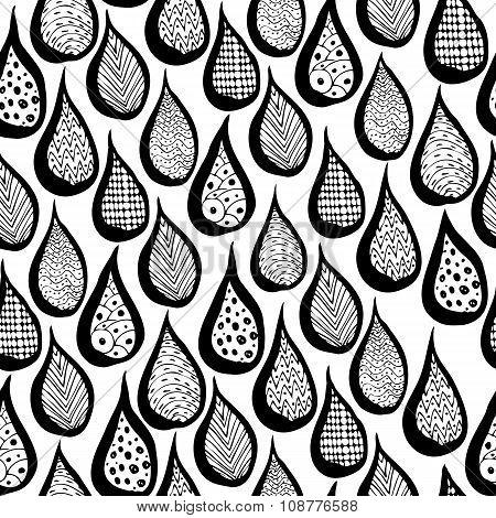 Seamlees Hand Drawn With Abstract Water Drops.