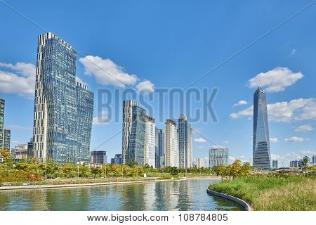 Songdo, Korea - September 07, 2015: Songdo International Business District