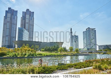Songdo, Korea - September 07, 2015: Songdo International Business District