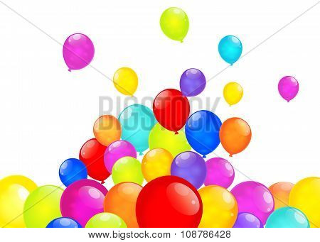 Rainbow Balloons Isolated On White Background. Vector Eps10.