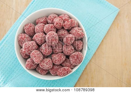 Tamarind Candy In White Bowl On Wooden Background