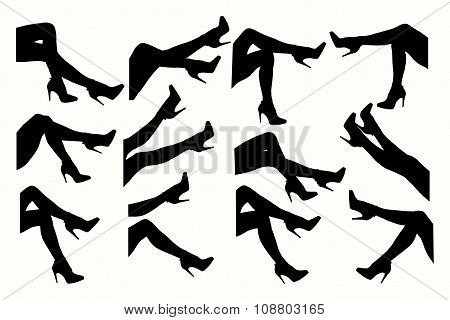 Legs with shoes. Silhouette of female legs.