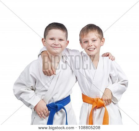 Athletes in a kimono and with different belts