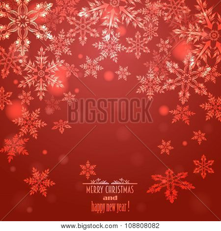 Red Background With Snowflakes,