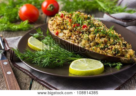 Stuffed Aubergine With Quinoa