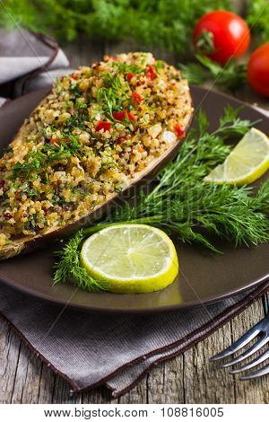 Stuffed Eggplant With Quinoa