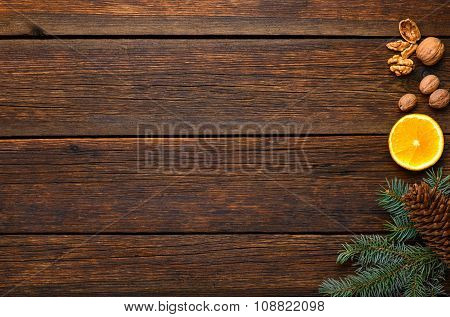 Spices For Mulled Wine Glintwine On Vintage Wooden Table Background