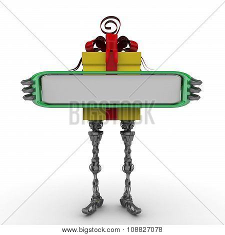 Self-propelled gift box with a blank sign