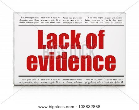 Law concept: newspaper headline Lack Of Evidence