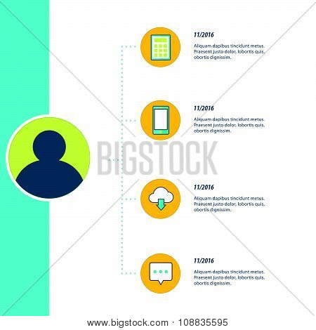 Bule, Yellow And Green Color Infographic, Timeline Template