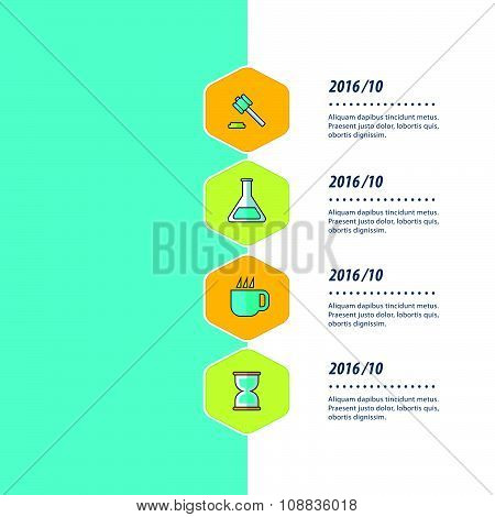 Timeline, Infographic Template Design Bule, Yellow And Green Color