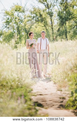 Bride and groom on their wedding day