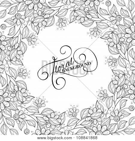 Vector Monochrome Floral Background