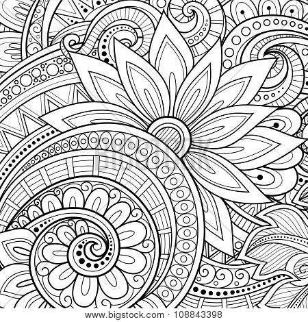 Vector Monochrome Floral Background
