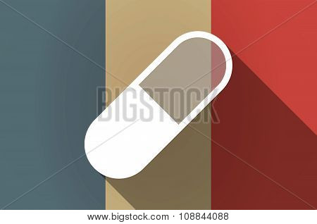 Long Shadow Flag Of France Vector Icon With A Pill