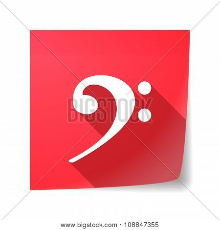 Long Shadow Vector Sticky Note Icon With An F Clef