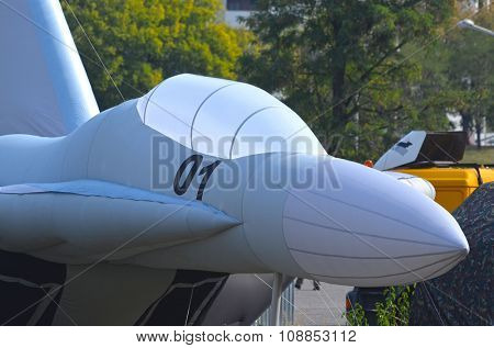 KIEV, UKRAINE - September 23, 2015: Ukrainian military jet imitation.Balloon
