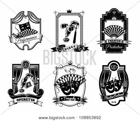Theatre Black White Emblems Set