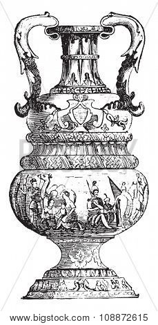 Large Vase of Delft, vintage engraved illustration. Industrial encyclopedia E.-O. Lami - 1875.