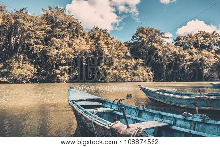 Blue Wooden Boats