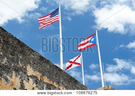 Puerto Rico Flag With Usa Flag
