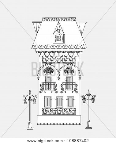 City house, very detailed editable doodle