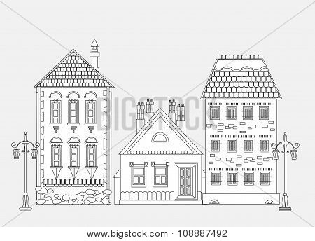 City house, very detailed editable doodle