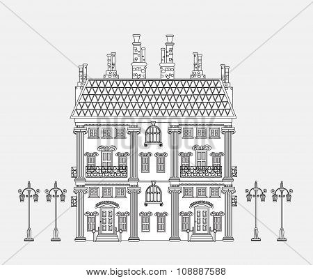 City house, very detailed editable doodle