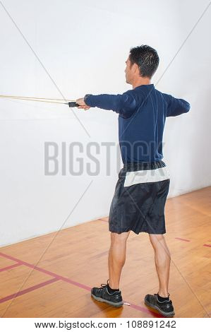 Resistance band exercise for shoulders