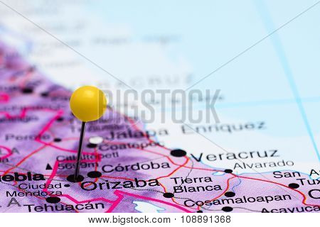 Orizaba pinned on a map of Mexico
