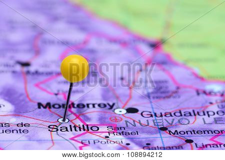 Saltillo pinned on a map of Mexico