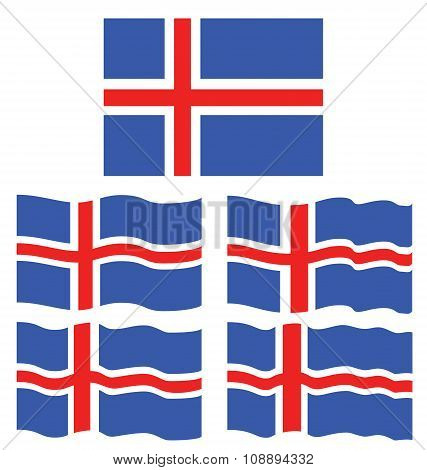 Flat And Waving Flag Of Iceland