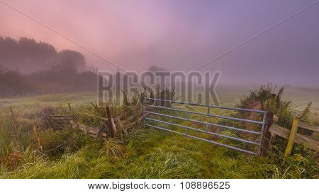 Misty Farmland Gate