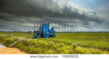 Water Supply For Field During Drought In Summer