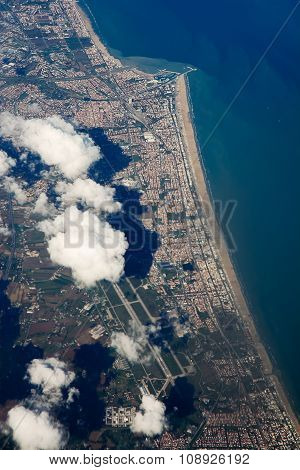Aereial View Of Rimini And Adriatic Sea (italy)