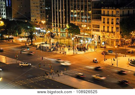 9 De Julio Avenue In Buenos Aires At Night