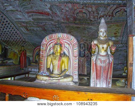 Inside Of Rock Temple In Dambulla, Sri Lanka.