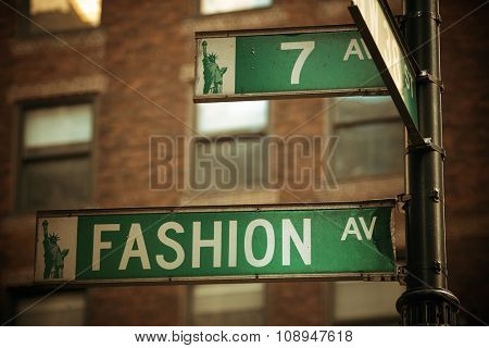 NEW YORK CITY - FEB 19: Fashion avenue street view on February 19, 2014 in Manhattan, New York City. With population of 8.4M, it is the most populous city in the United States.  