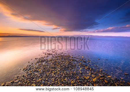 Sunrise At A River Mouth On Lesbos Island