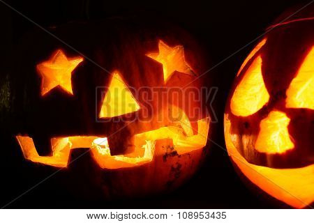 Two Halloween pumpkins